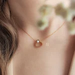 گردنبند طلا طرح قلب و مروارید - Image 2