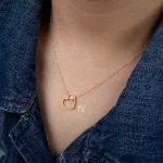 گردنبند طلا طرح قلب و مروارید - Image 3