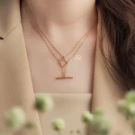 گردنبند طلا دوطبقه طرح مربع - Image 2