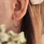 گوشواره طلا حلقه ای تراش - Image 3