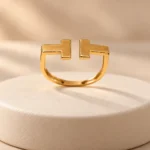 نمای دکوراتیو انگشتر طلا طرح تی هرمس، کد GD01001455